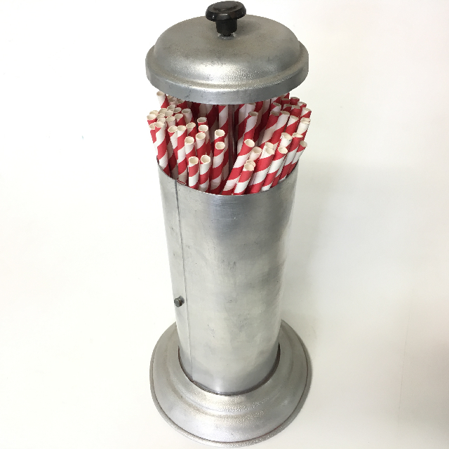 STRAW DISPENSER, Vintage Aluminium